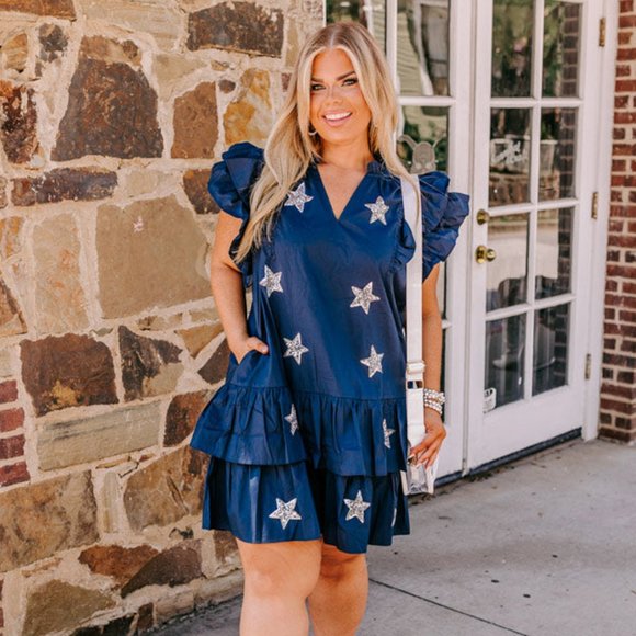 Fantastic Fawn Dresses Plus Size Dallas Cowboys Fan Blue Silver